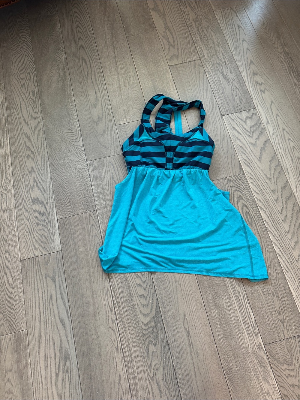 lululemon athletica Aqua and Navy Striped Racerback Swim One-Piece